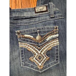 Vintage Y2K 2000's EARL Jean Boot Cut Bling Flap Pocket Low Rise Women's SZ 6